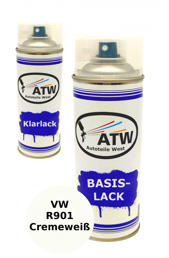 Autolack für VW R901 Cremeweiß+400ml Klarlack Set